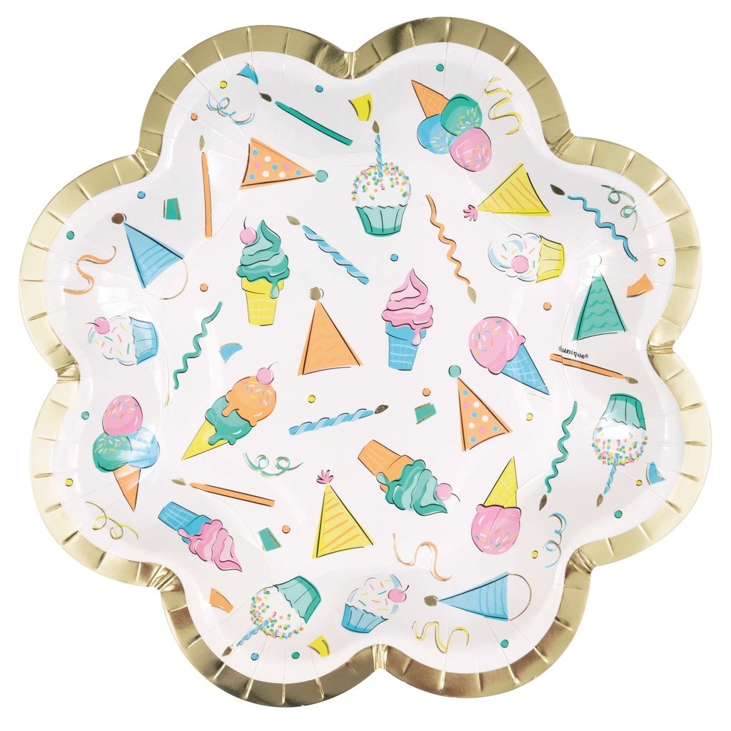 Plato 8" Pastel Birthday Sweets C/8