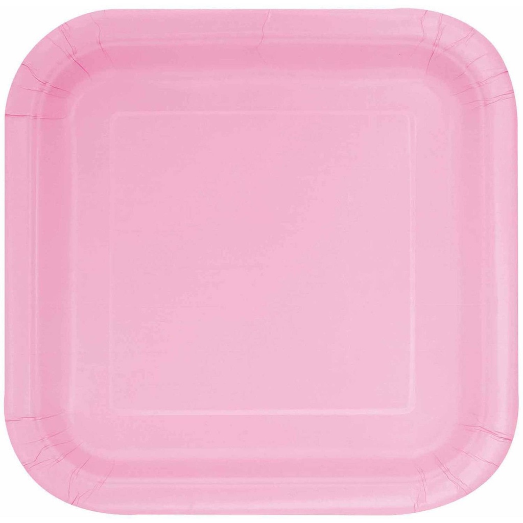 Plato 7" Cuadrado Rosa Claro C/16