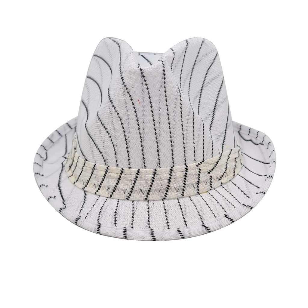 Sombrero Tela Blanco Rayas C/1