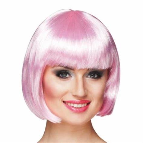 Peluca Neon Rosa Estilo Bob C/1