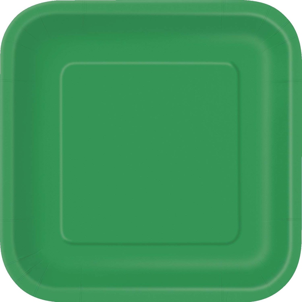 Plato 7" Cuadrado Verde Bandera C/16