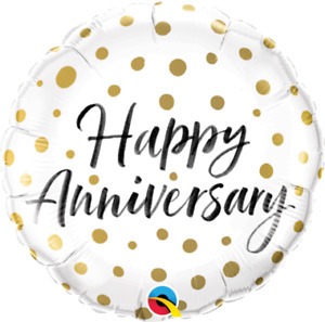 Globo 4" Happy Aniversary Puntos De Oro C/1