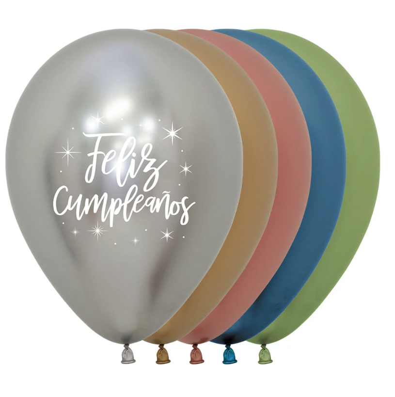 Globo 12" Latex Feliz Cumpleaños Reflex Assorted  C/1