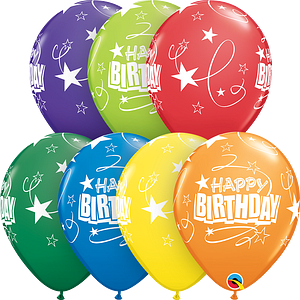 Globo 12" Cumpleaños Circulos y Estrellas C/1