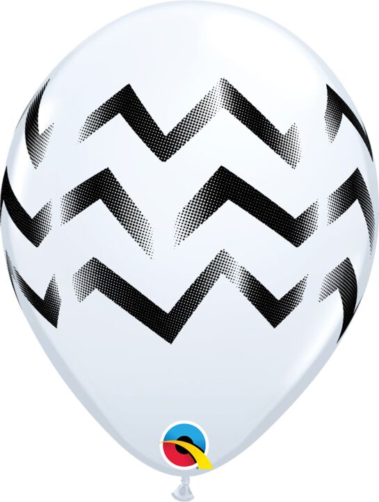 Globo 12" Chevron Blanco Negro C/1