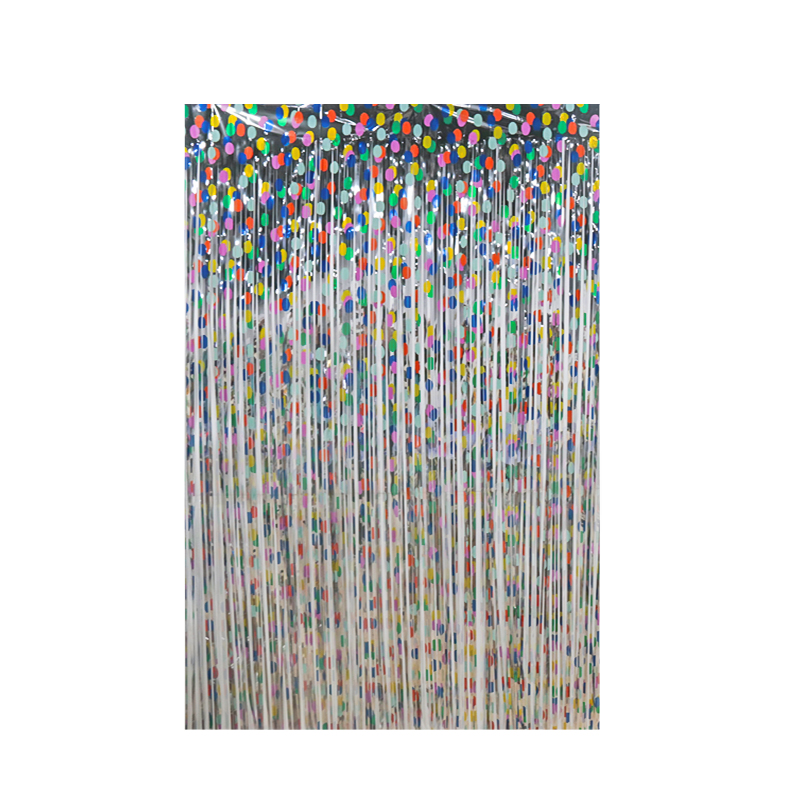 Cortina Metalica Plateada Con Puntos De Colores C/1