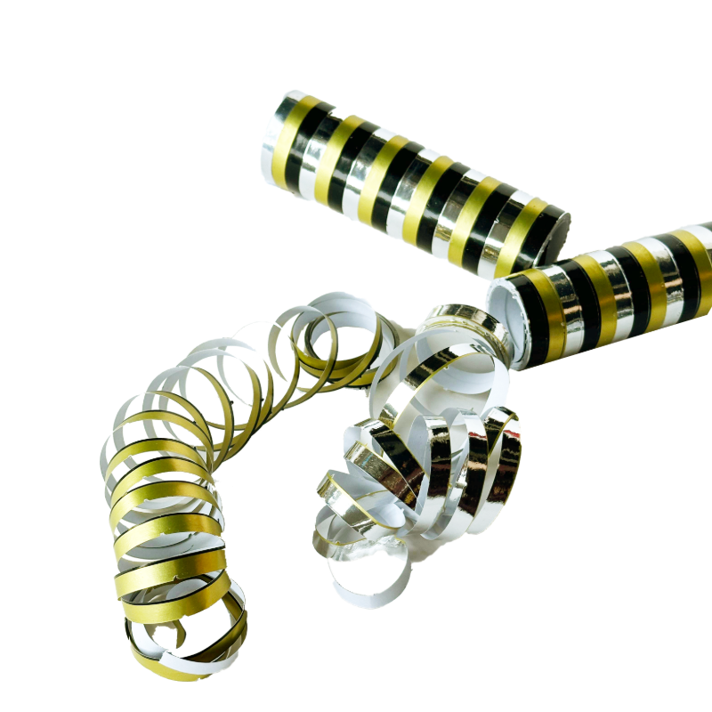 Serpentinas Dorado Y Negro C/2