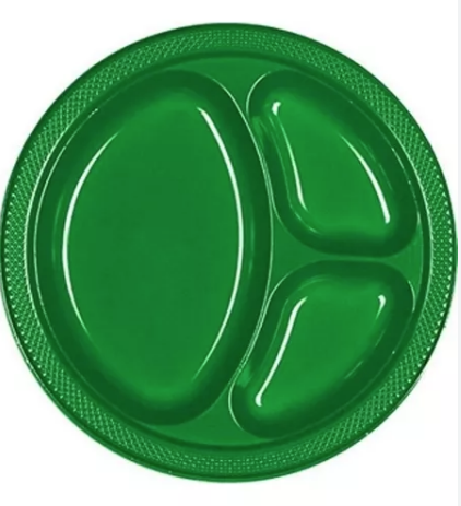 Plato 10.25" Con Division Verde Bandera C/20