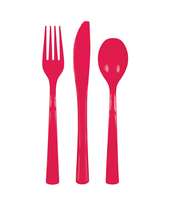 Juego De Cubiertos Rojo C/18