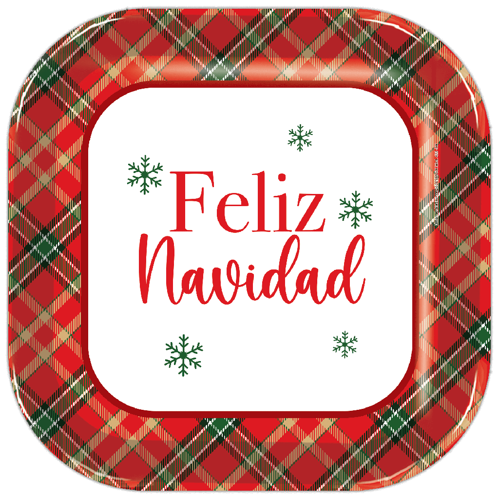 Plato 9" Cuadrado Feliz Navidad C/8