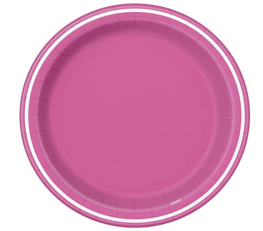 Plato 7" Redondo Rosa Contorno Blanco C/8