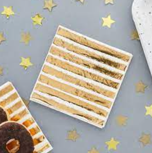 Servilleta G Rayas Doradas C/16