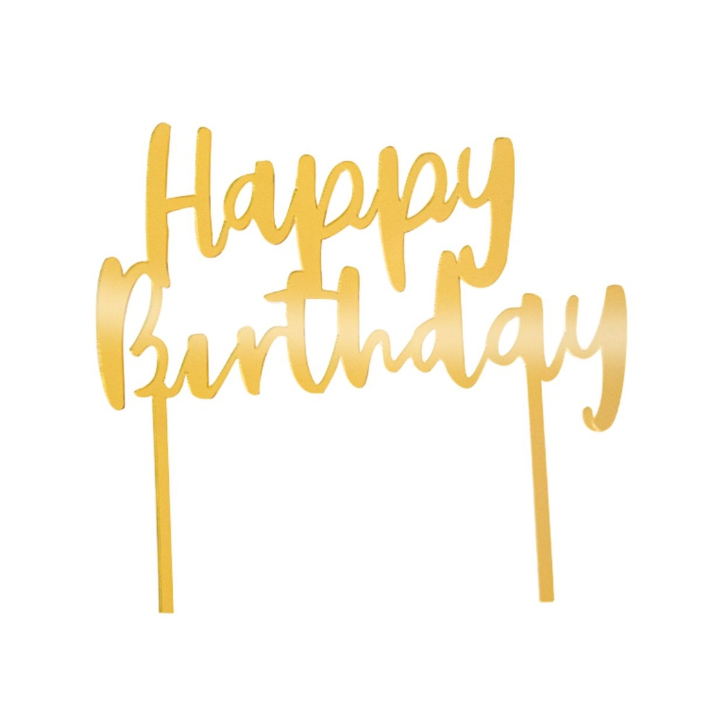 Topper Para Pastel Happy Birthday Dorado Foil  C/1