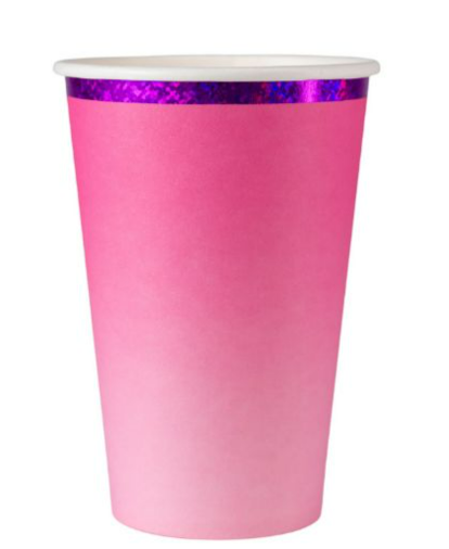 Vaso Foil Degradado Rosa C/8