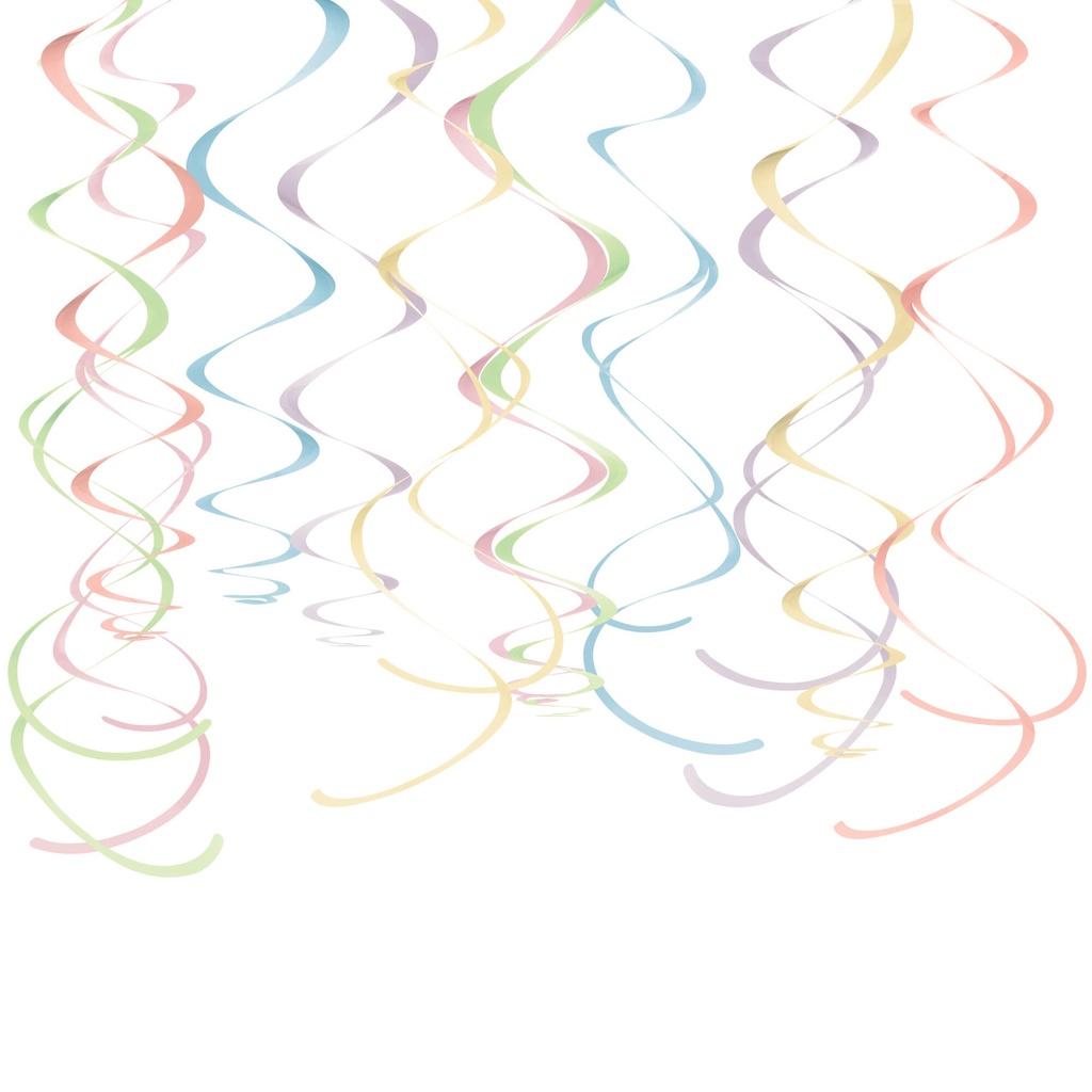 Swirls Decoration Pastel Rainbow C/12