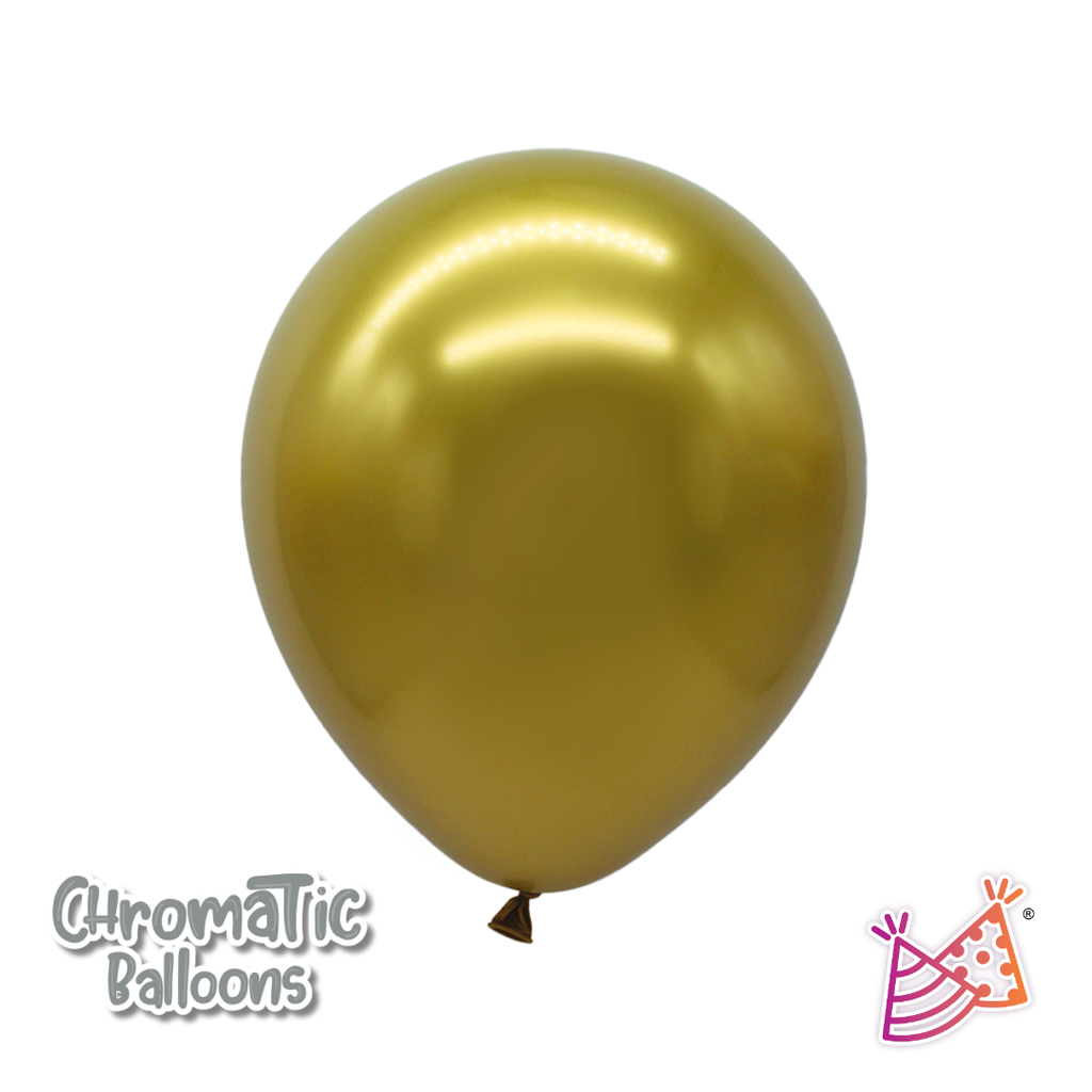 Bolsa De Globos Chrome 9" Oro C/50