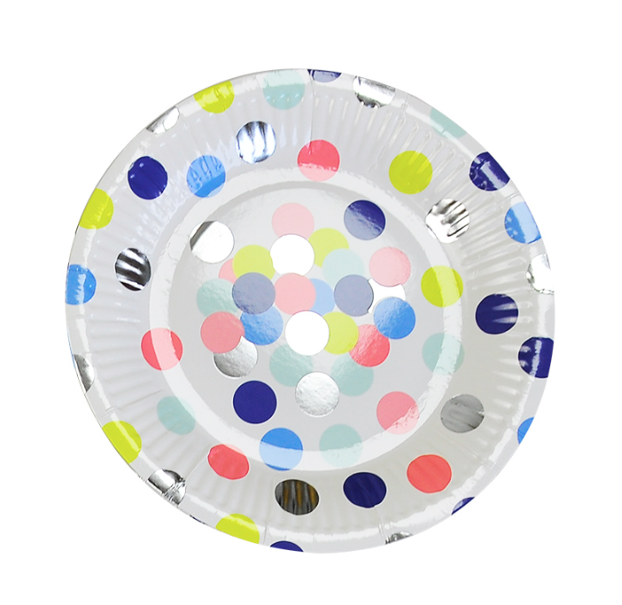 Plato 7" Dots Colores C/8
