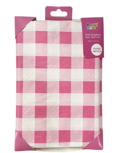 Mantel De Papel Cuadros Rosa C/1