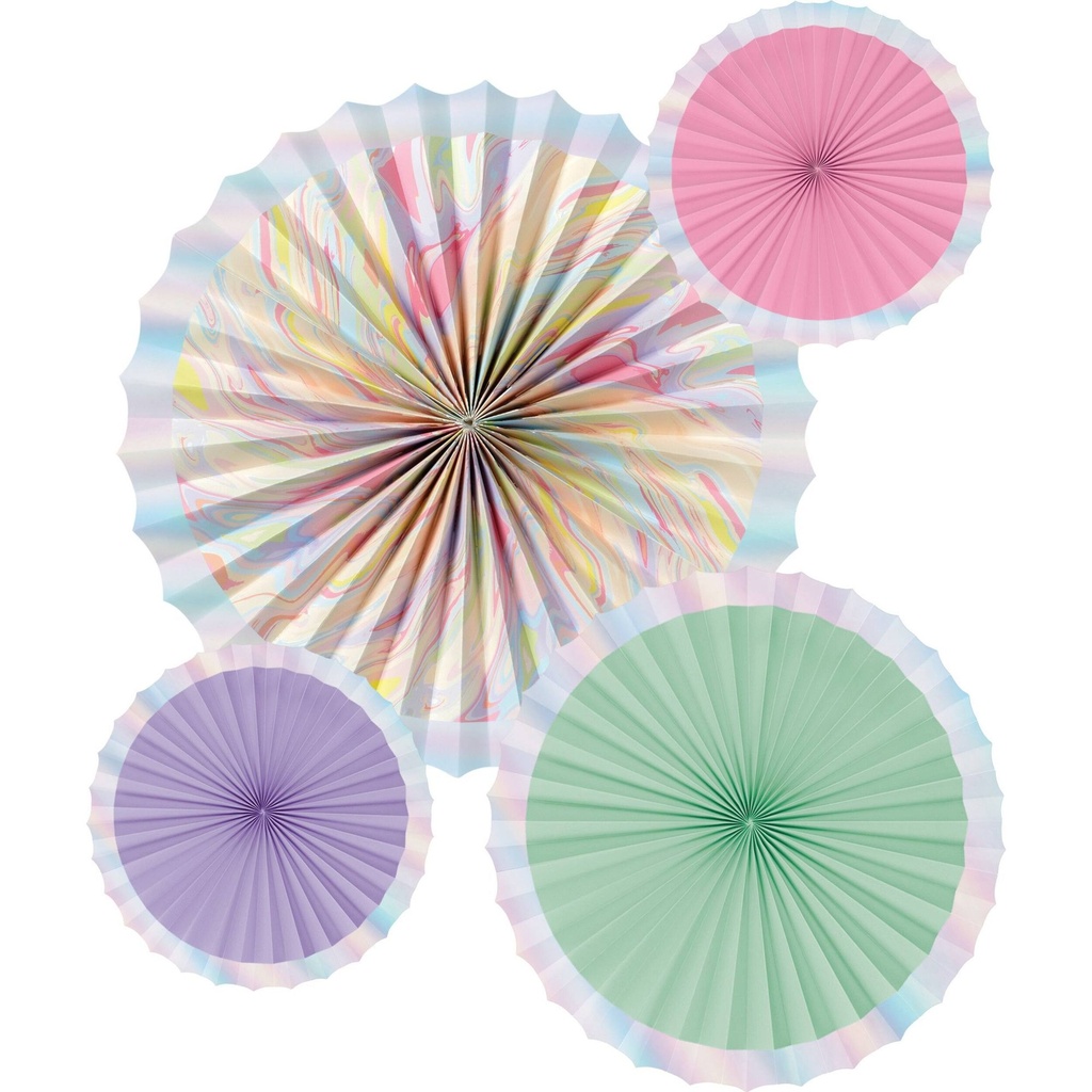 Abanicos De Papel Marble C/4