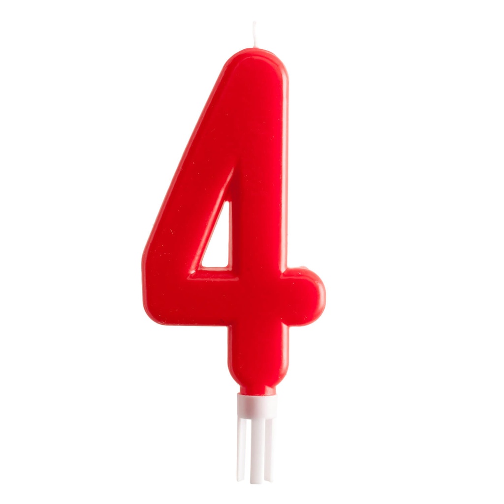 Vela Jumbo Numero Rojo 4 C/1