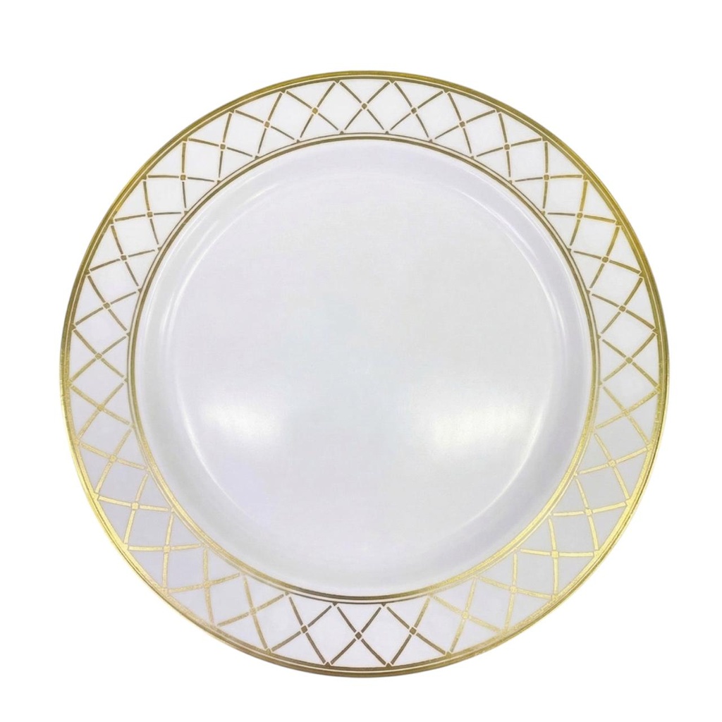 Plato 7" Plastico Borde Diseño Oro C/8