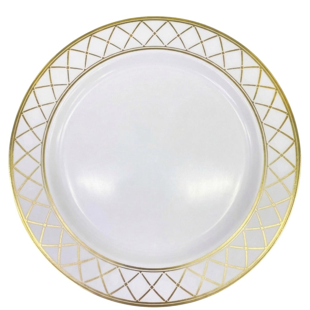 Plato 10" Plastico Borde Diseño Oro C/3
