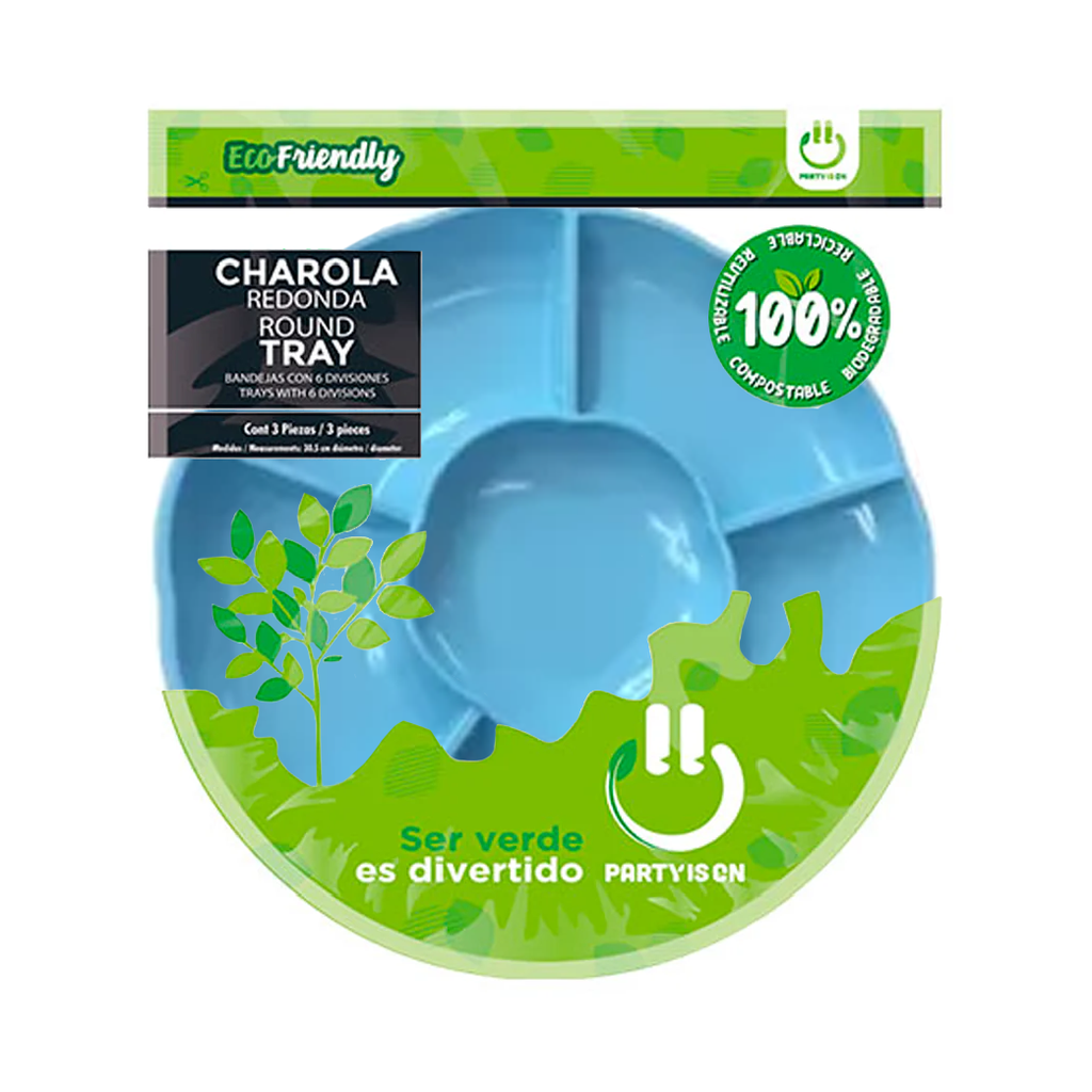 Charola Con Division Azul Cielo C/3