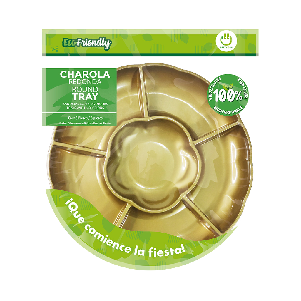 Charola Con Division Dorado C/3