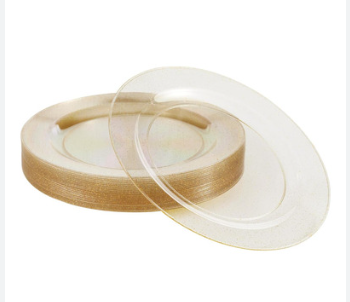 Plato 9" Platico Glitter Oro C/8
