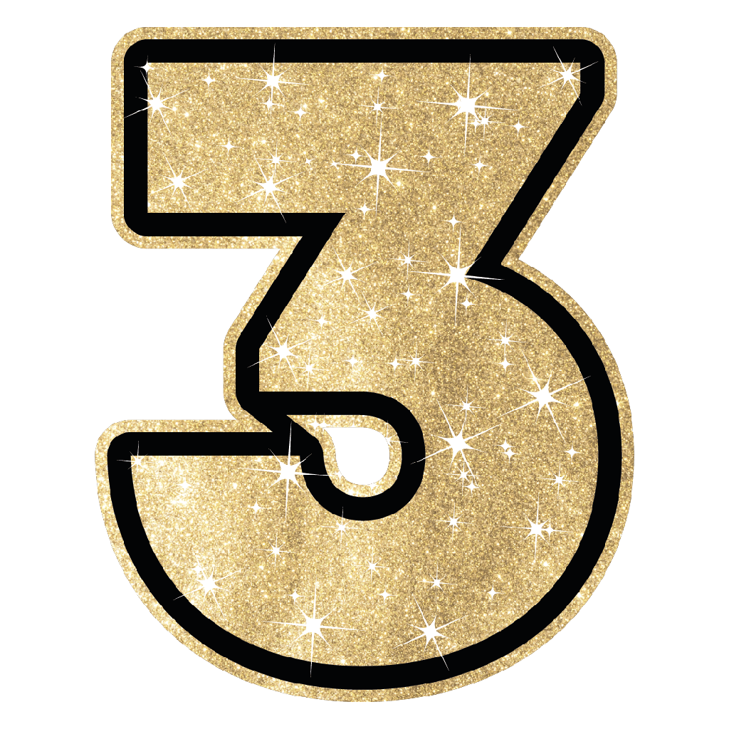 Figura de Plastico Ch Numero 3 Dorado C/1