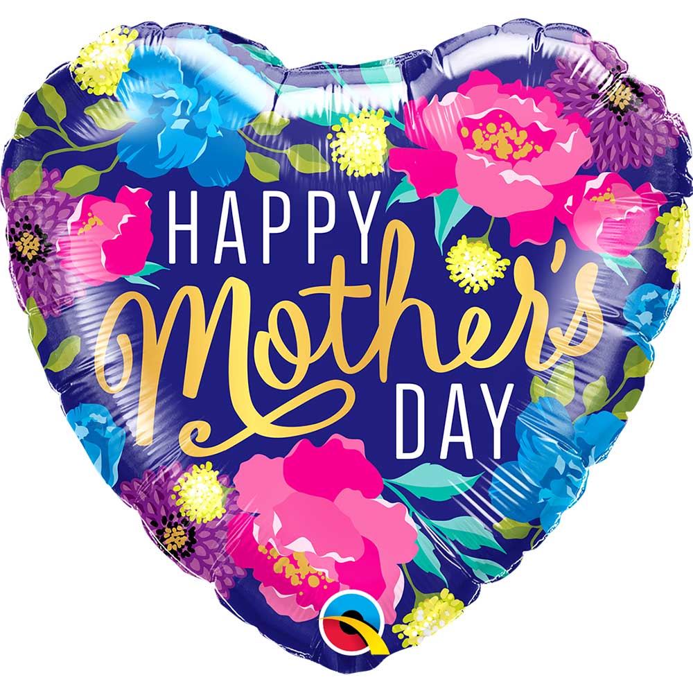 Globo 18" Corazon Happy Mothers Day Flores C/1