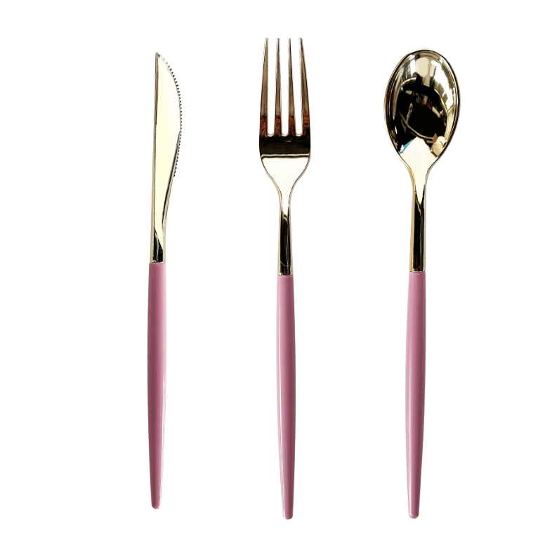 Cubiertos Dorado / Rosa C/15