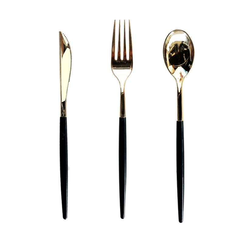 Cubiertos Dorado/ Negro C/15