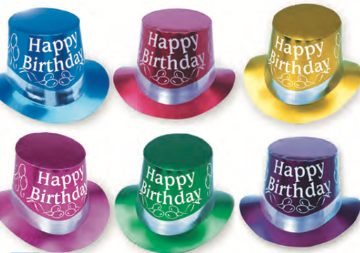 [100.1072HB] Sombrero Copa Happy Birthday Colores C/1