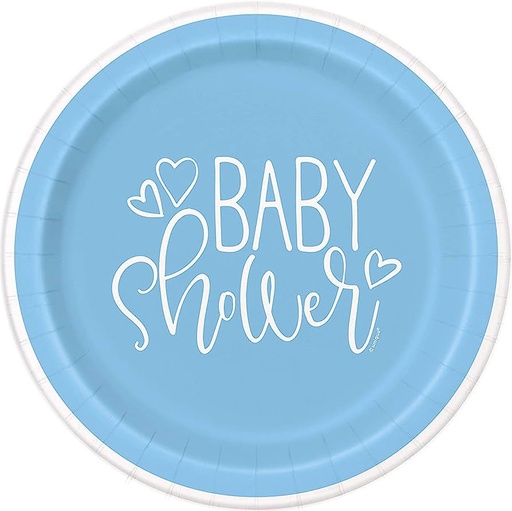 [30.73384] Plato 7" Blue Hearts Baby Shower C/8