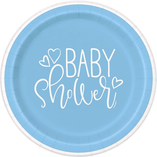 [30.73385] Plato 9" Blue Hearts Baby Shower C/8