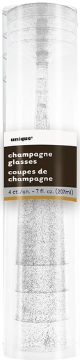 [31.63649] Copa Champaña Glitter Plata C/4