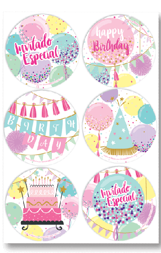 [10.130G/731] Distintivo Happy Birthday Sweet Balloons C/24