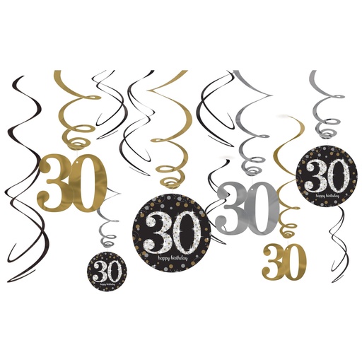 [41.670478] Swirl Decorations HBD 30s Sparkling Celebration C/12