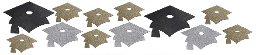 [20.993451] Graduation Glitter Cutouts Black / Silver / Gold C/12