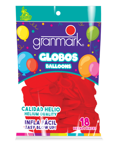 [17.8857/5] Bolsa De Globos 9" Rojo C/18