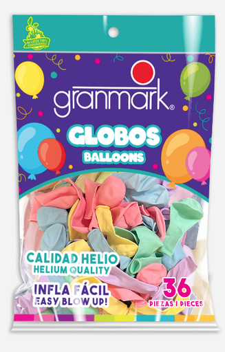 [10.8859/1] Bolsa De Globos 9" Surtido Pastel C/36