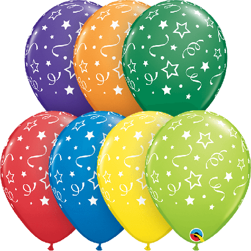 [203.87291] Globo 12" Estrellas Puntos y Confeti C/1