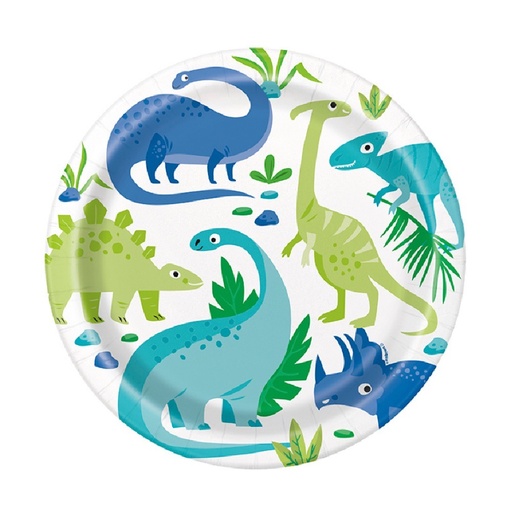 [30.73885] Plato 9" Blue & Green Dinosaurio C/8