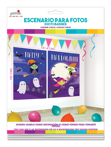 [15.91498] Escenario Para Fotos Happy Halloween Brujas C/2