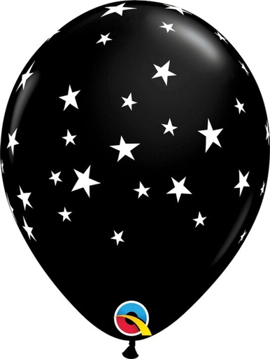 [203.88286] Globo 12" Negro Onix Estrellas C/1