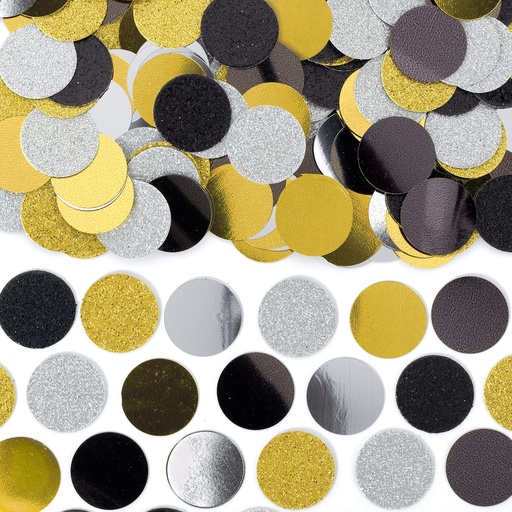 [41.360311] Confetti Circulos Dorado y Negro 2.5 Oz
