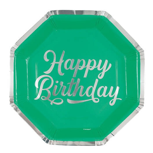 [30.13124] Plato Hexagonal  7" Silver & Bright Happy Birthday C/8