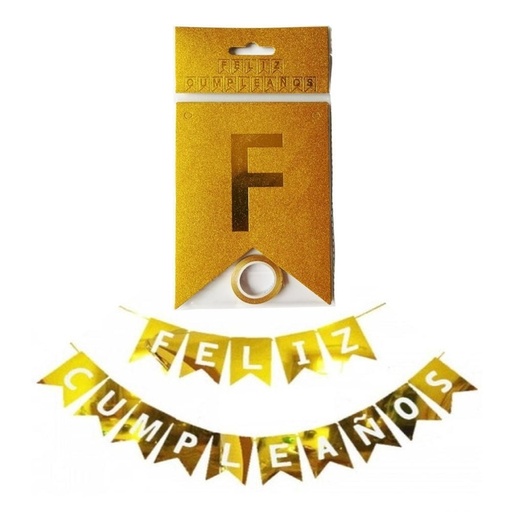 [264.87411] Banderin Feliz Cumpleaños Oro C/1