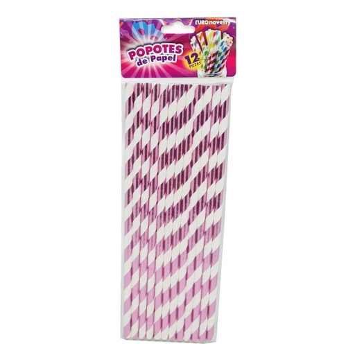 [69.PPARM] Popote Rosa Metalico C/12
